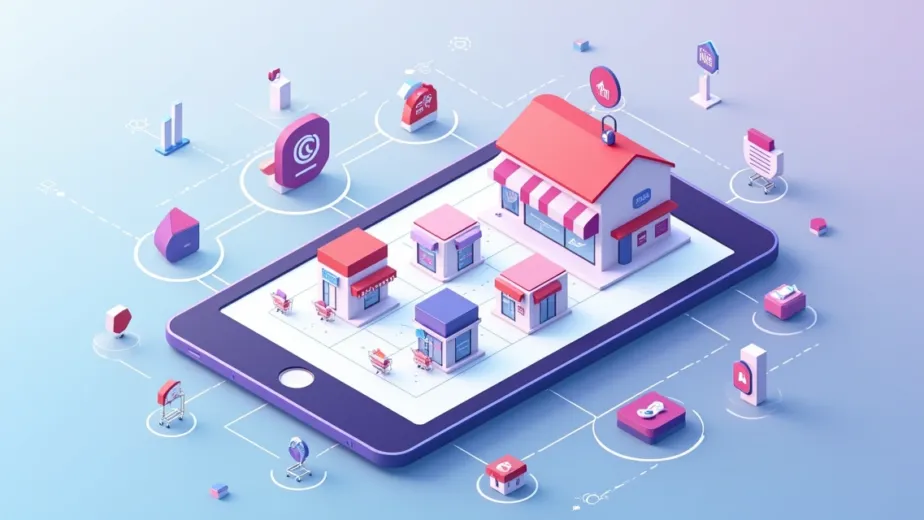 Rede de marketplaces conectando lojas virtuais e clientes