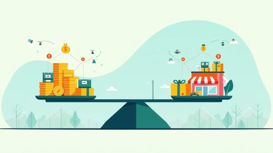 Balança ilustrada comparando investimentos de CAC e retorno de LTV no ecommerce