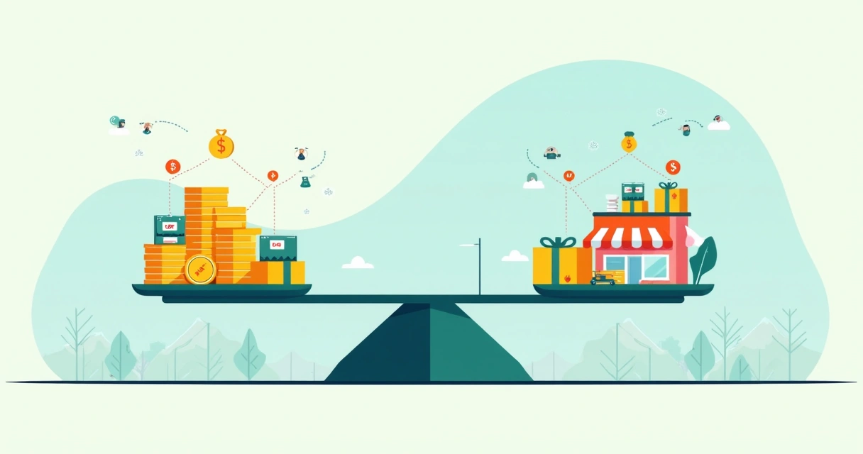 Balança ilustrada comparando investimentos de CAC e retorno de LTV no ecommerce