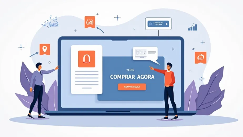 Ilustração de página de ecommerce com botão de call to action em destaque