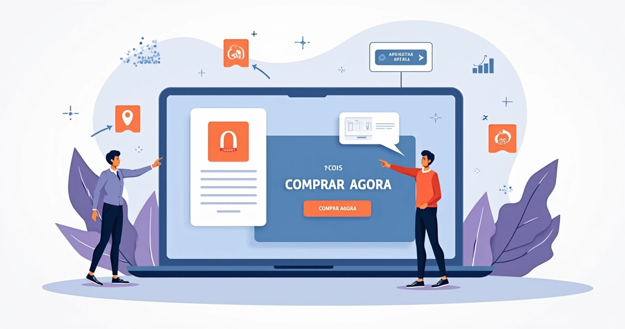 Ilustração de página de ecommerce com botão de call to action em destaque