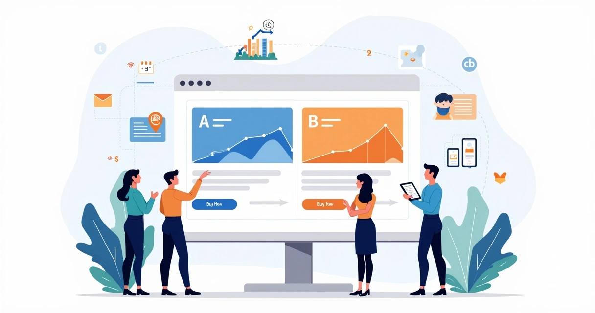 Painel comparando duas versões de página de e-commerce em teste A B