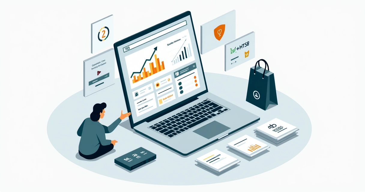 Gestor analisando painel de Google Search Console com dados de ecommerce