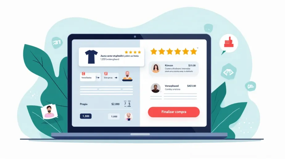 Tela de checkout com avaliações de clientes como prova social ao lado do botão de compra